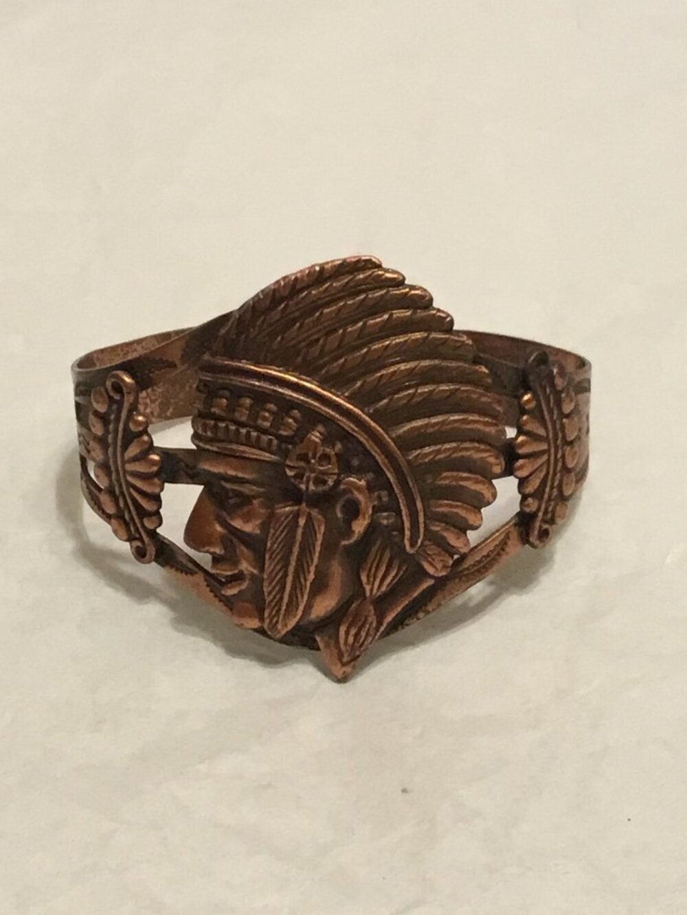 Vintage Native American Navaho Indian Chief Copper Cuff Bracelet